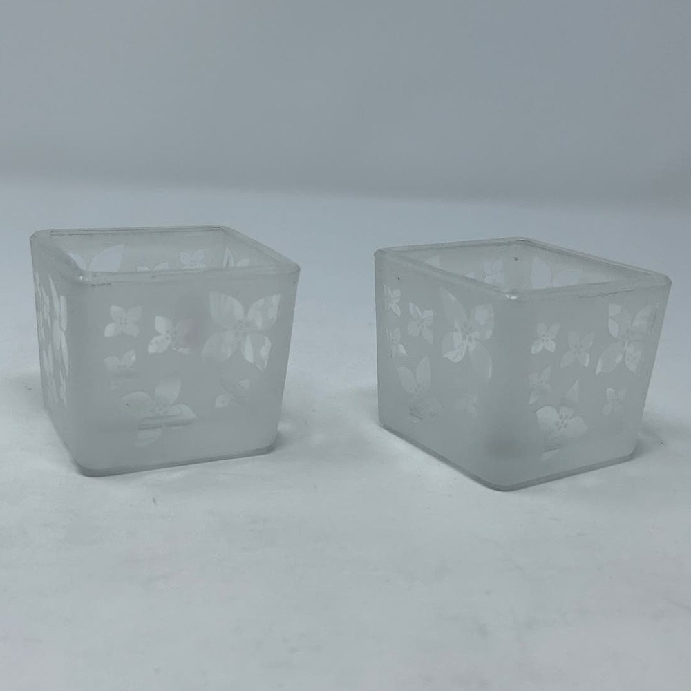 Party Lite Fruit Fantasy Frosted Glass Tealight Votive/Candleholders 2" Tall